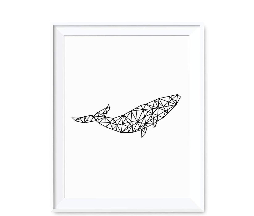 Geometric Animal Origami Wall Art Black White Minimalist Print-Set of 1-Andaz Press-Breaching Whale-