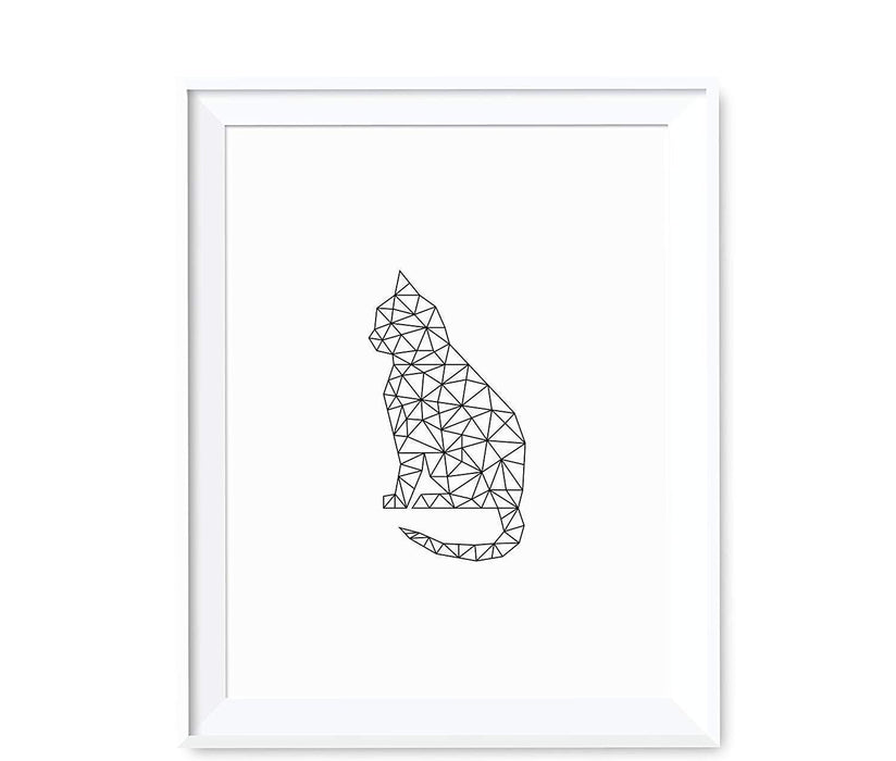Geometric Animal Origami Wall Art Black White Minimalist Print-Set of 1-Andaz Press-Cat-