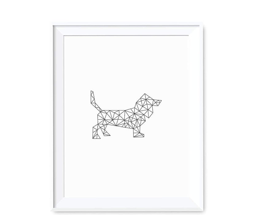 Geometric Animal Origami Wall Art Black White Minimalist Print-Set of 1-Andaz Press-Dog-