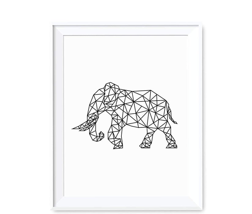 Geometric Animal Origami Wall Art Black White Minimalist Print-Set of 1-Andaz Press-Elephant-