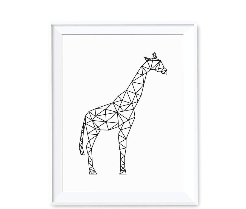 Geometric Animal Origami Wall Art Black White Minimalist Print-Set of 1-Andaz Press-Giraffe-