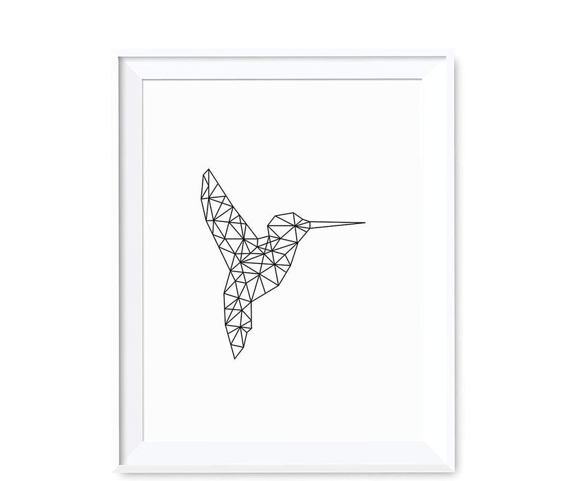 Geometric Animal Origami Wall Art Black White Minimalist Print-Set of 1-Andaz Press-Hummingbird-