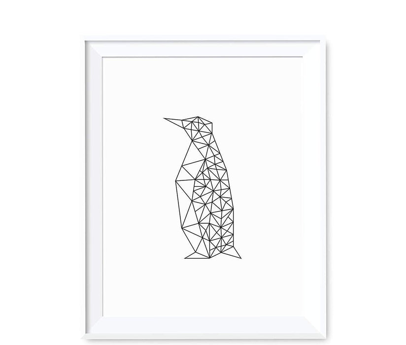 Geometric Animal Origami Wall Art Black White Minimalist Print-Set of 1-Andaz Press-Penguin-