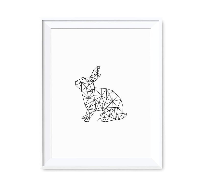 Geometric Animal Origami Wall Art Black White Minimalist Print-Set of 1-Andaz Press-Rabbit-