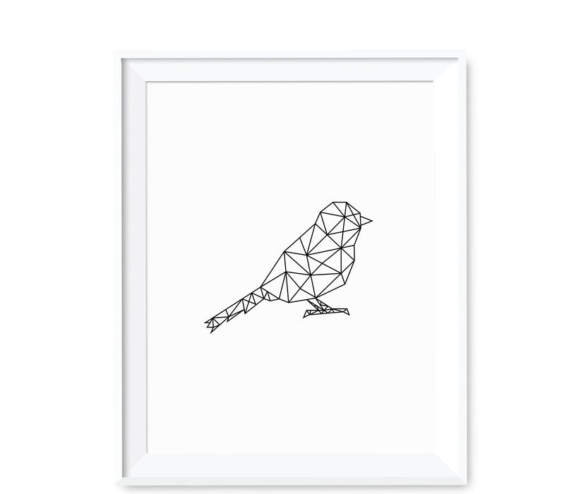 Geometric Animal Origami Wall Art Black White Minimalist Print-Set of 1-Andaz Press-Sparrow-