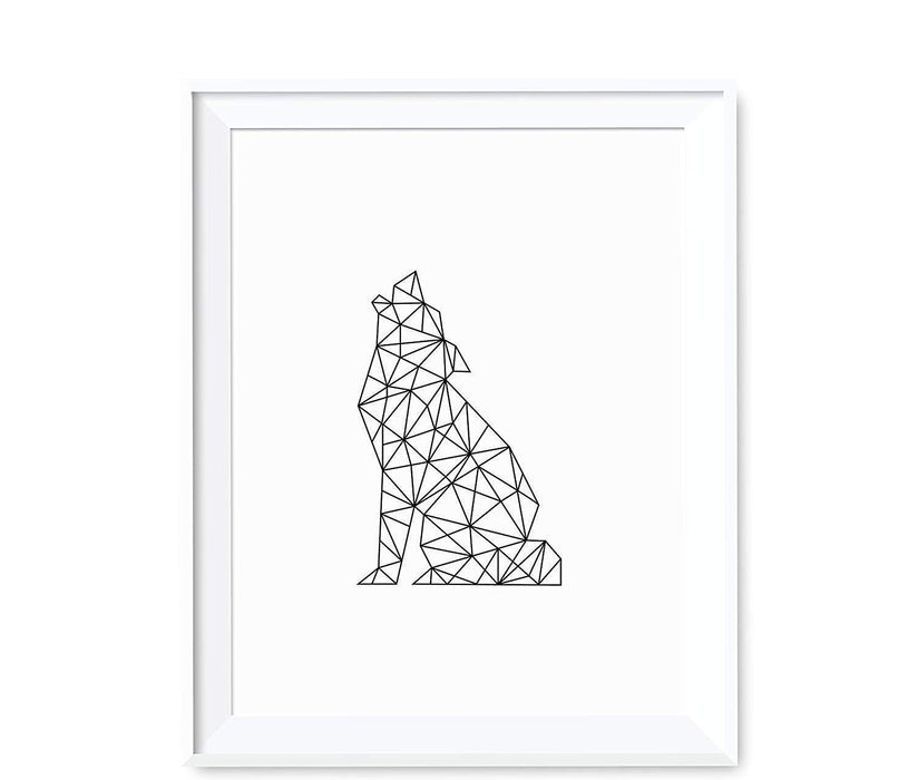 Geometric Animal Origami Wall Art Black White Minimalist Print-Set of 1-Andaz Press-Wolf-