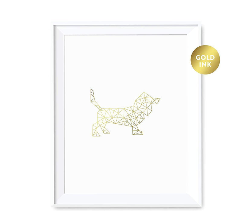 Geometric Animal Origami Wall Art Metallic Gold Ink Print-Set of 1-Andaz Press-Elephant-