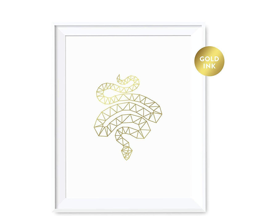 Geometric Animal Origami Wall Art Metallic Gold Ink Print-Set of 1-Andaz Press-Elephant-