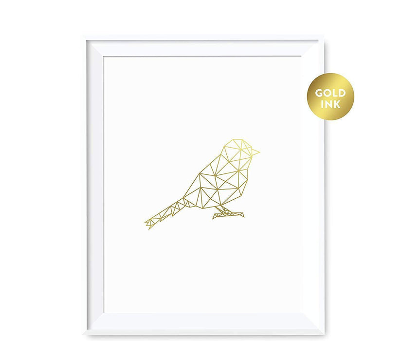 Geometric Animal Origami Wall Art Metallic Gold Ink Print-Set of 1-Andaz Press-Elephant-