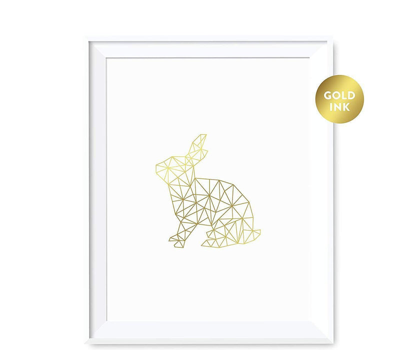 Geometric Animal Origami Wall Art Metallic Gold Ink Print-Set of 1-Andaz Press-Elephant-