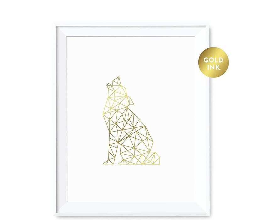 Geometric Animal Origami Wall Art Metallic Gold Ink Print-Set of 1-Andaz Press-Elephant-