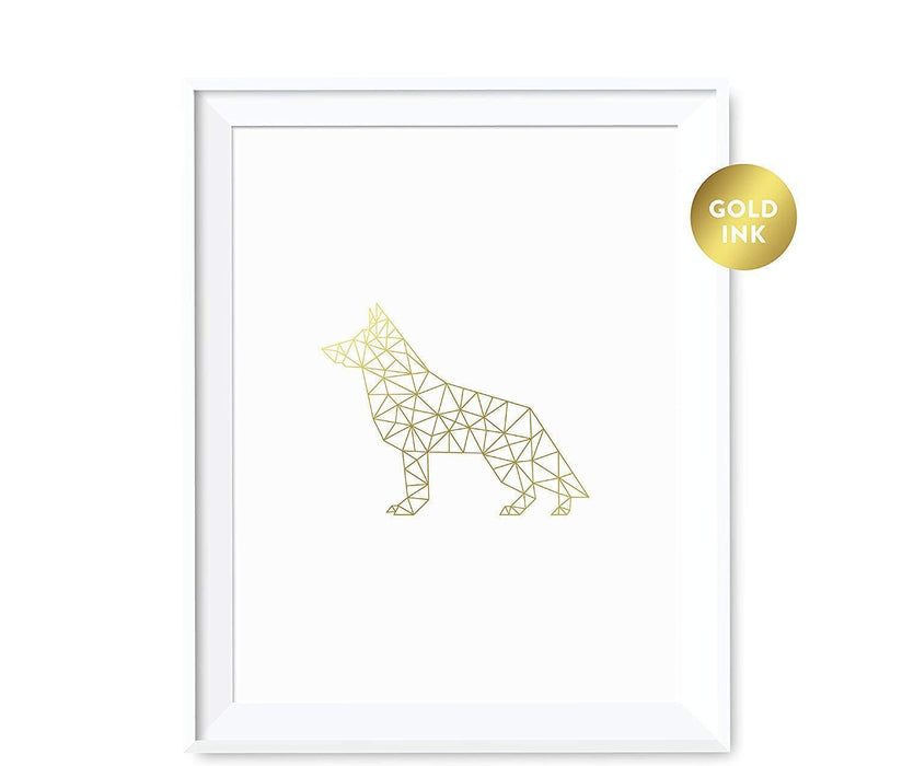 Geometric Animal Origami Wall Art Metallic Gold Ink Print-Set of 1-Andaz Press-Elephant-