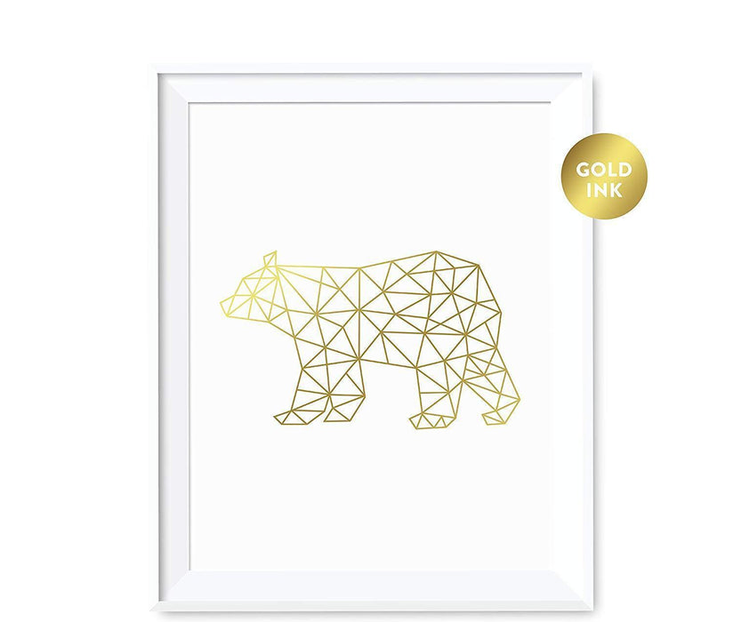 Geometric Animal Origami Wall Art Metallic Gold Ink Print-Set of 1-Andaz Press-Elephant-