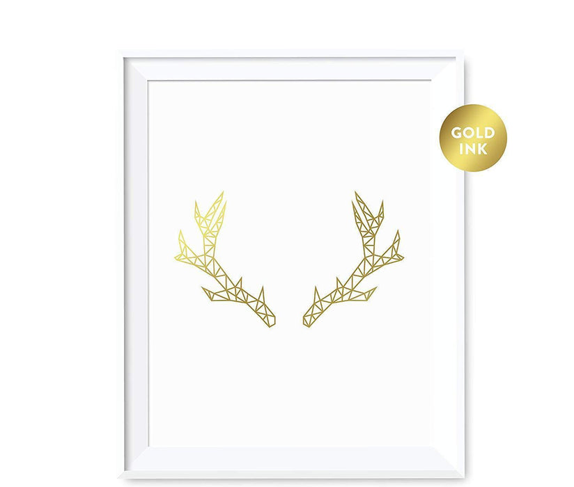 Geometric Animal Origami Wall Art Metallic Gold Ink Print-Set of 1-Andaz Press-Elephant-