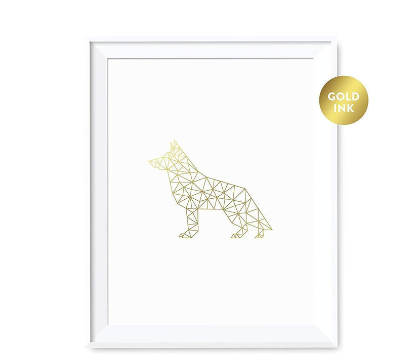 Geometric Animal Origami Wall Art Metallic Gold Ink Print-Set of 1-Andaz Press-Big Dog-