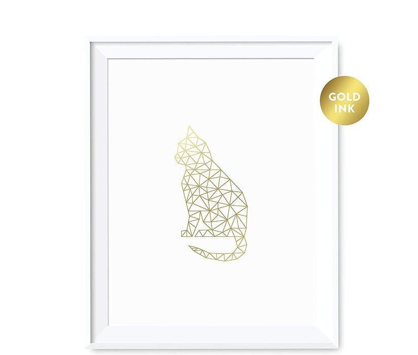 Geometric Animal Origami Wall Art Metallic Gold Ink Print-Set of 1-Andaz Press-Cat-