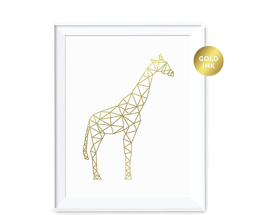 Geometric Animal Origami Wall Art Metallic Gold Ink Print-Set of 1-Andaz Press-Giraffe-