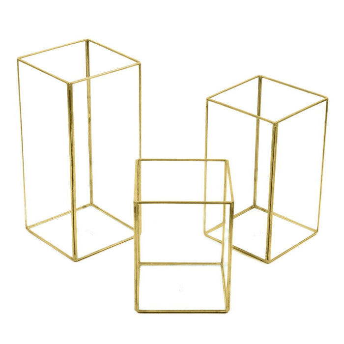 Geometric Candle Holders, Set of 3-Set of 3-Koyal Wholesale-Gold-