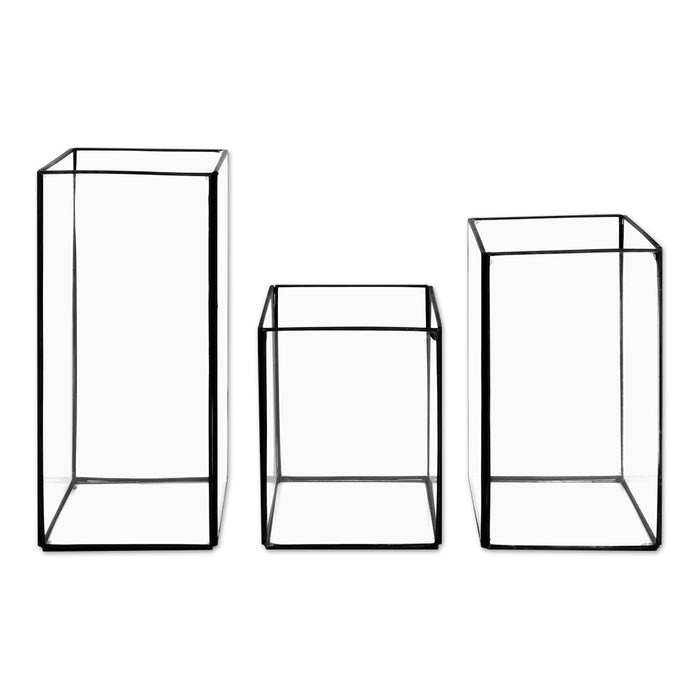Geometric Candle Holders, Set of 3-Set of 3-Koyal Wholesale-Black-
