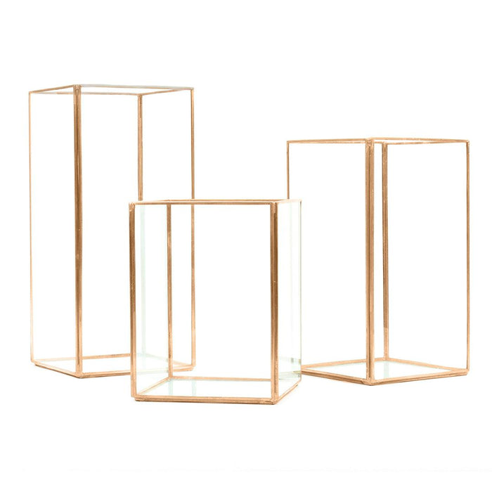 Geometric Candle Holders, Set of 3-Set of 3-Koyal Wholesale-Copper-