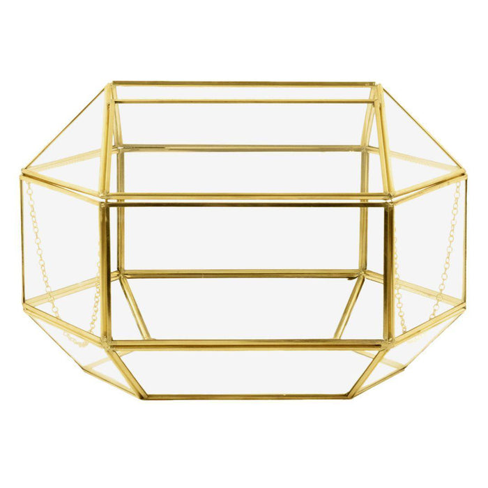 Geometric Glass Card Box-Set of 1-Koyal Wholesale-Gold-