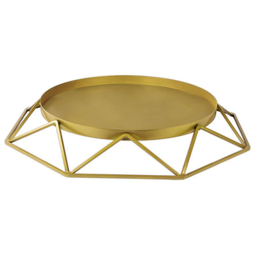 Geometric Metal Cake Stand-Set of 1-Koyal Wholesale-Gold-