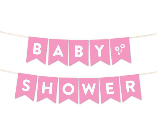 Girl Baby Shower Hanging Pennant Garland Party Banner-Set of 1-Andaz Press-Pink-It's A Girl!-