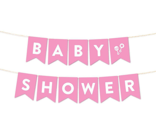 Girl Baby Shower Hanging Pennant Garland Party Banner-Set of 1-Andaz Press-Pink-Baby Shower-
