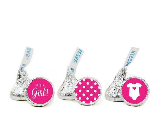 Girl Baby Shower Hershey's Kisses Stickers-Set of 216-Andaz Press-Bubblegum Pink-
