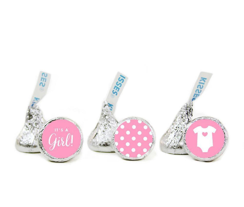 Girl Baby Shower Hershey's Kisses Stickers-Set of 216-Andaz Press-Bubblegum Pink-