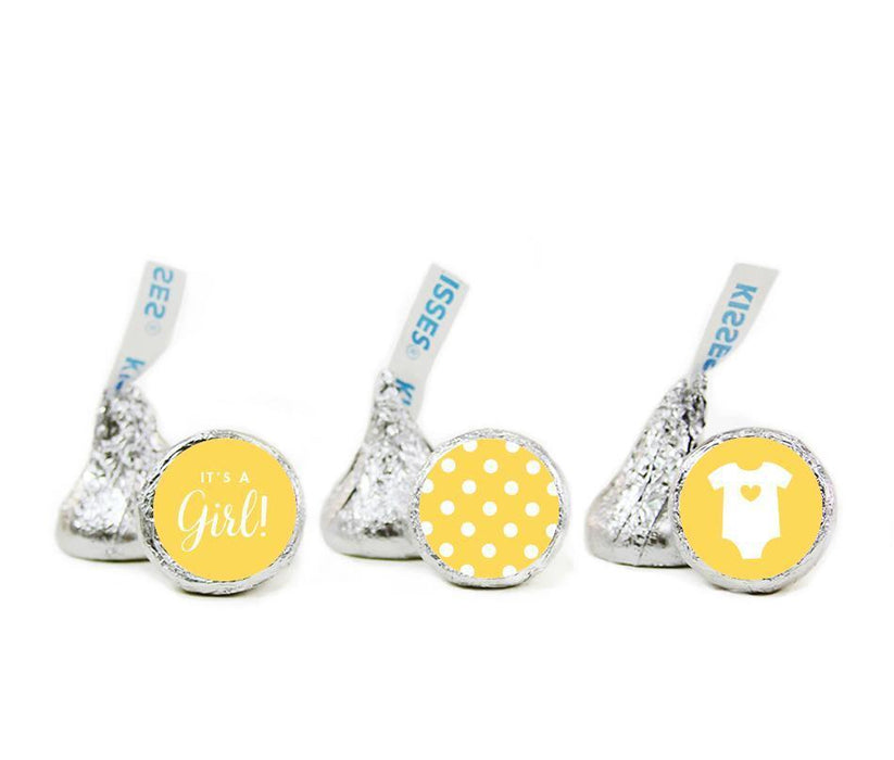 Girl Baby Shower Hershey's Kisses Stickers-Set of 216-Andaz Press-Yellow-