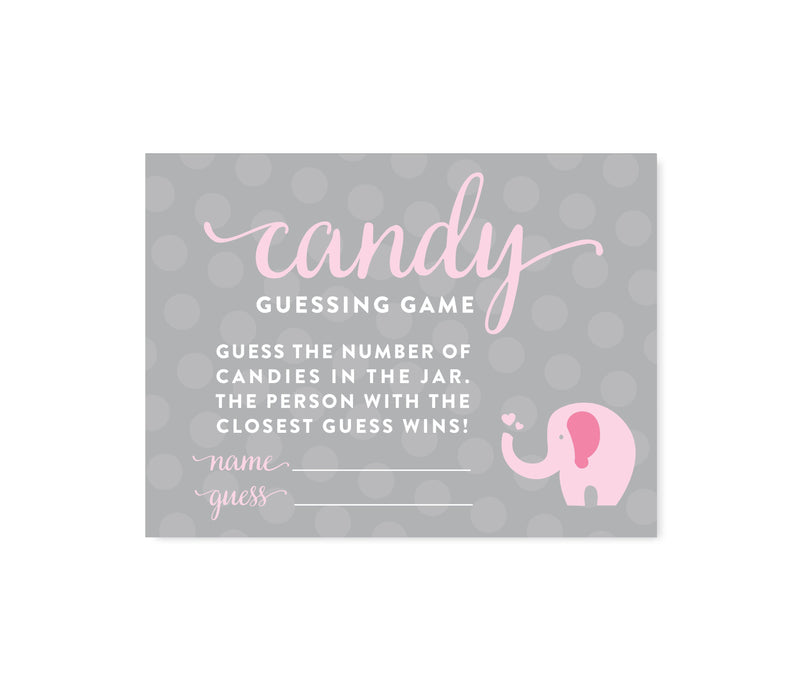Girl Elephant Baby Shower Fun Game Cards-Set of 30-Andaz Press-Diaper Raffle-