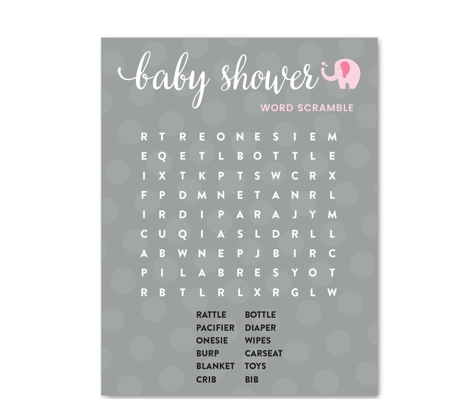 Girl Elephant Baby Shower Games & Fun Activities-Set of 20-Andaz Press-Books For Baby-