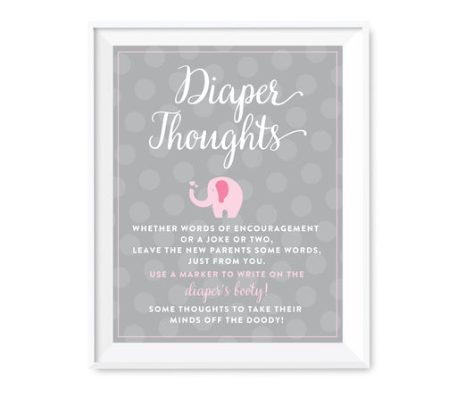 Girl Elephant Diaper Thoughts Fun Activities-Set of 1-Andaz Press-Diaper Thoughts-