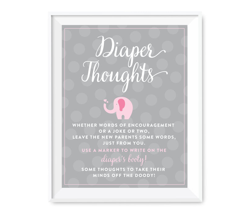 Girl Elephant Diaper Thoughts Fun Activities-Set of 1-Andaz Press-Diaper Thoughts-