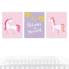 Girls Nursery Room Wall Art, Pink Lavender Unicorn Believe in Yourself-Set of 3-Andaz Press-