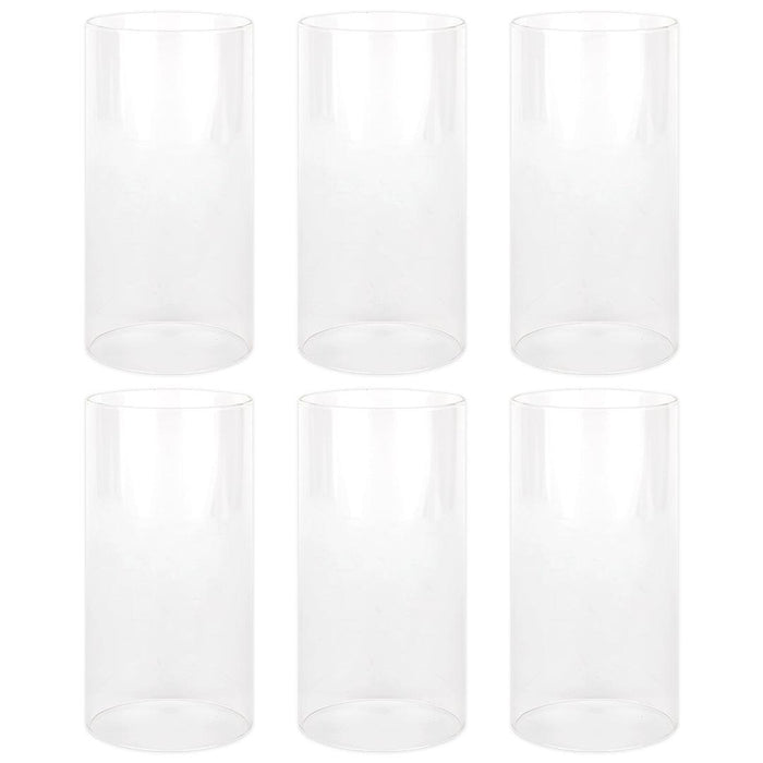 Glass Hurricane Candle Holder Shades, Chimney Glass Tube Covers for Taper & Pillar Candles-Set of 6-Koyal Wholesale-3.5" x 6"-