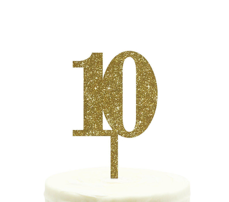 Glitter Acrylic Number Birthday Cake Toppers-Set of 1-Andaz Press-Gold-1-