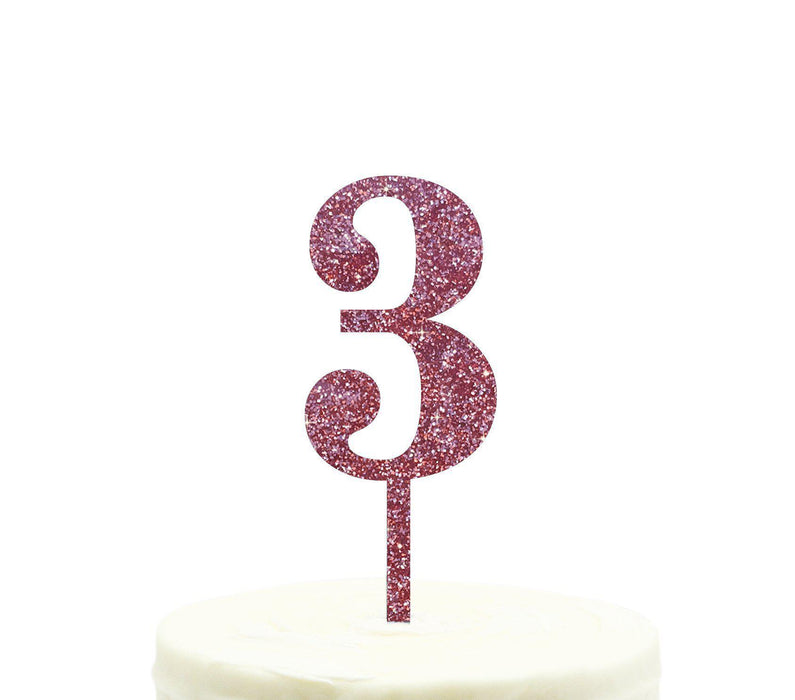 Glitter Acrylic Number Birthday Cake Toppers-Set of 1-Andaz Press-Gold-1-