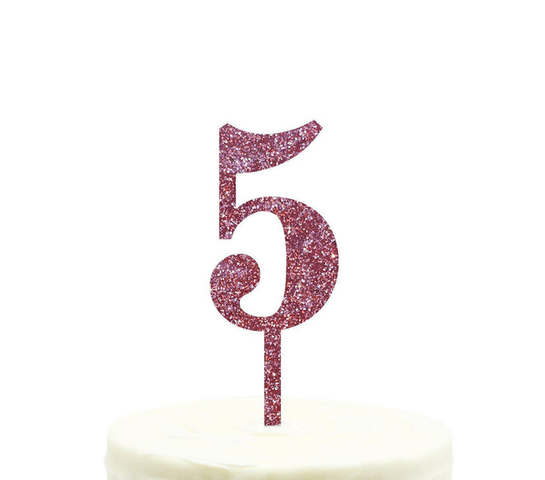Glitter Acrylic Number Birthday Cake Toppers-Set of 1-Andaz Press-Gold-1-