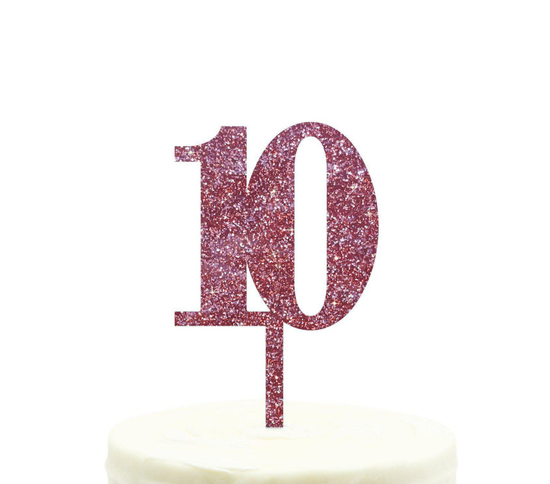 Glitter Acrylic Number Birthday Cake Toppers-Set of 1-Andaz Press-Gold-1-