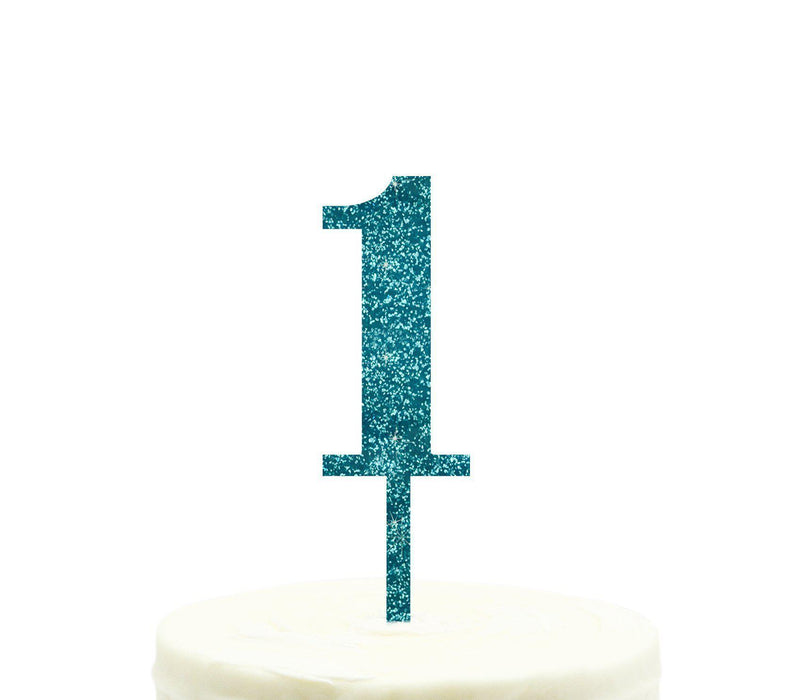 Glitter Acrylic Number Birthday Cake Toppers-Set of 1-Andaz Press-Gold-1-