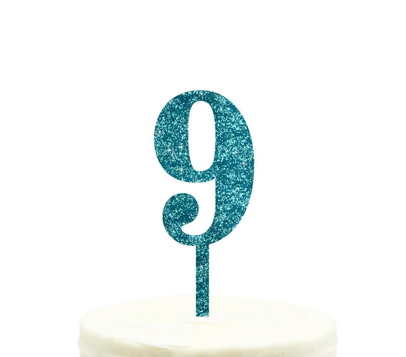 Glitter Acrylic Number Birthday Cake Toppers-Set of 1-Andaz Press-Gold-1-