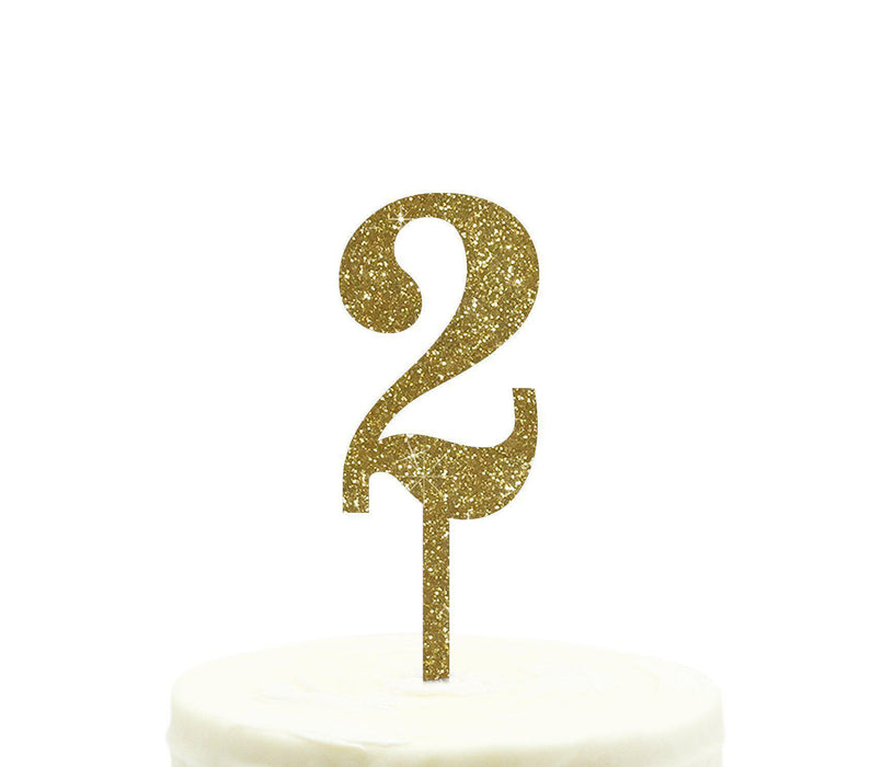 Glitter Acrylic Number Birthday Cake Toppers-Set of 1-Andaz Press-Gold-1-