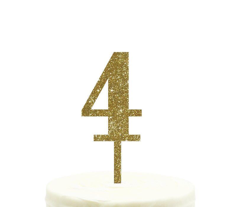 Glitter Acrylic Number Birthday Cake Toppers-Set of 1-Andaz Press-Gold-1-
