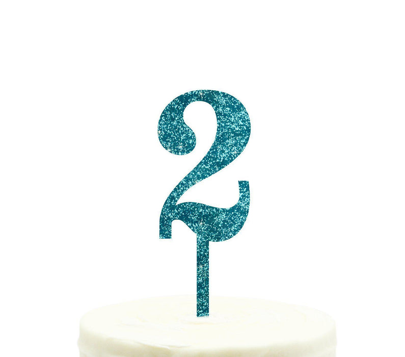 Glitter Acrylic Number Birthday Cake Toppers-Set of 1-Andaz Press-Aqua-2-