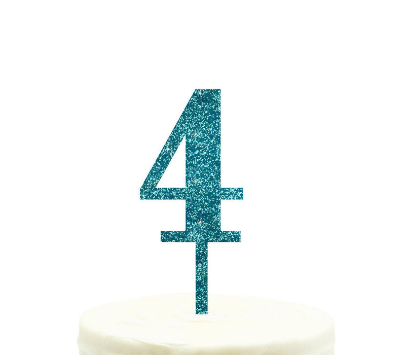 Glitter Acrylic Number Birthday Cake Toppers-Set of 1-Andaz Press-Aqua-4-