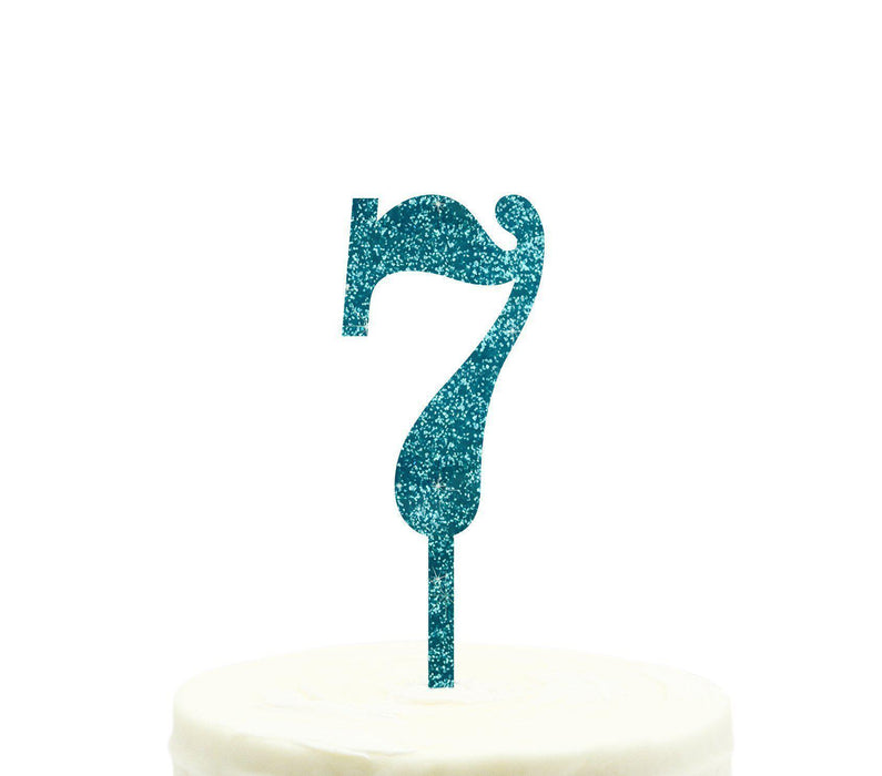 Glitter Acrylic Number Birthday Cake Toppers-Set of 1-Andaz Press-Aqua-7-