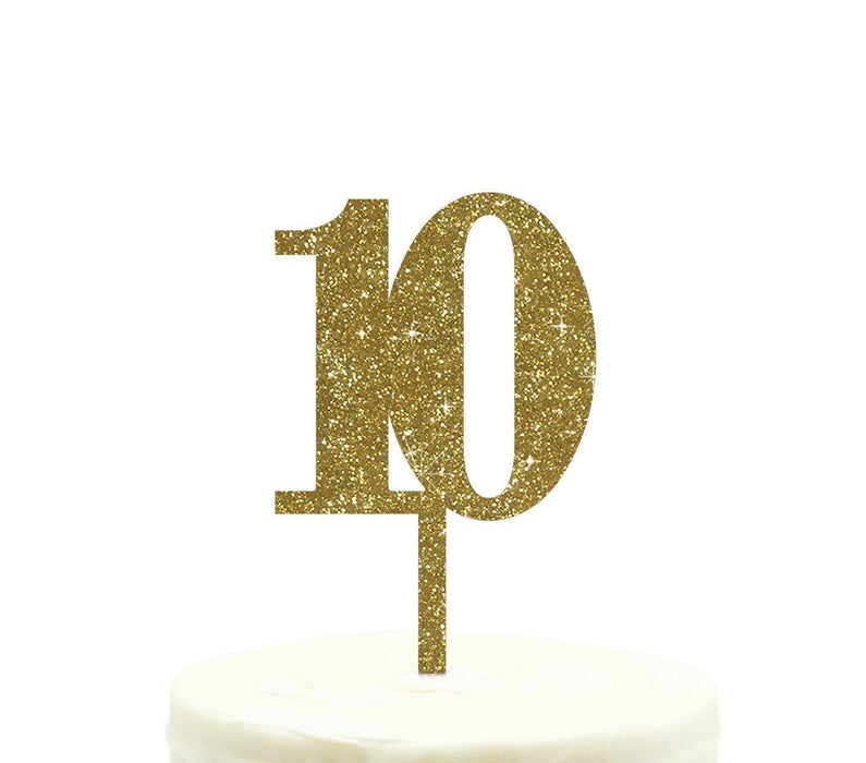 Glitter Acrylic Number Birthday Cake Toppers-Set of 1-Andaz Press-Gold-10-