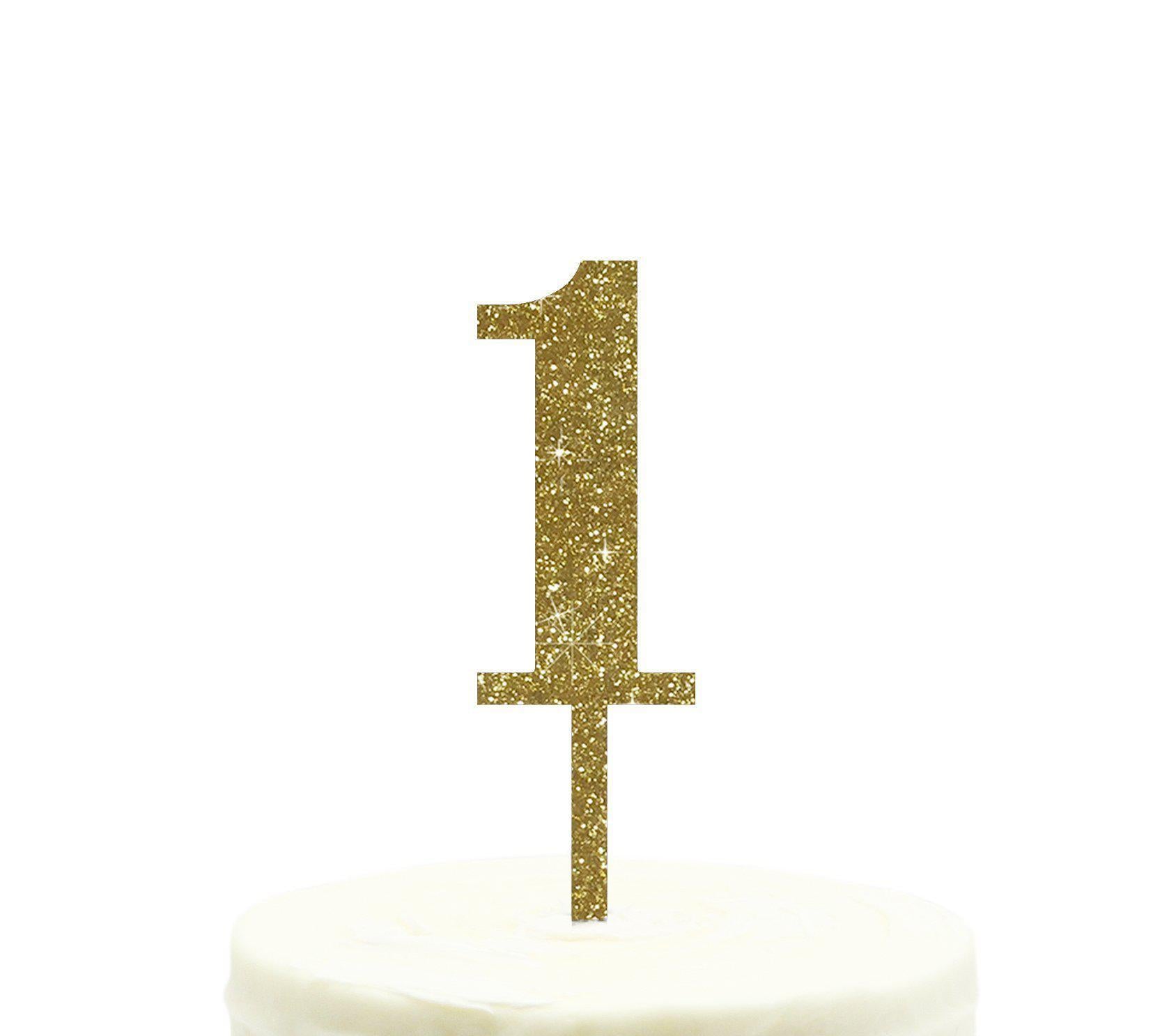 Glitter Acrylic Number Birthday Cake Toppers-Set of 1-Andaz Press-Gold-1-